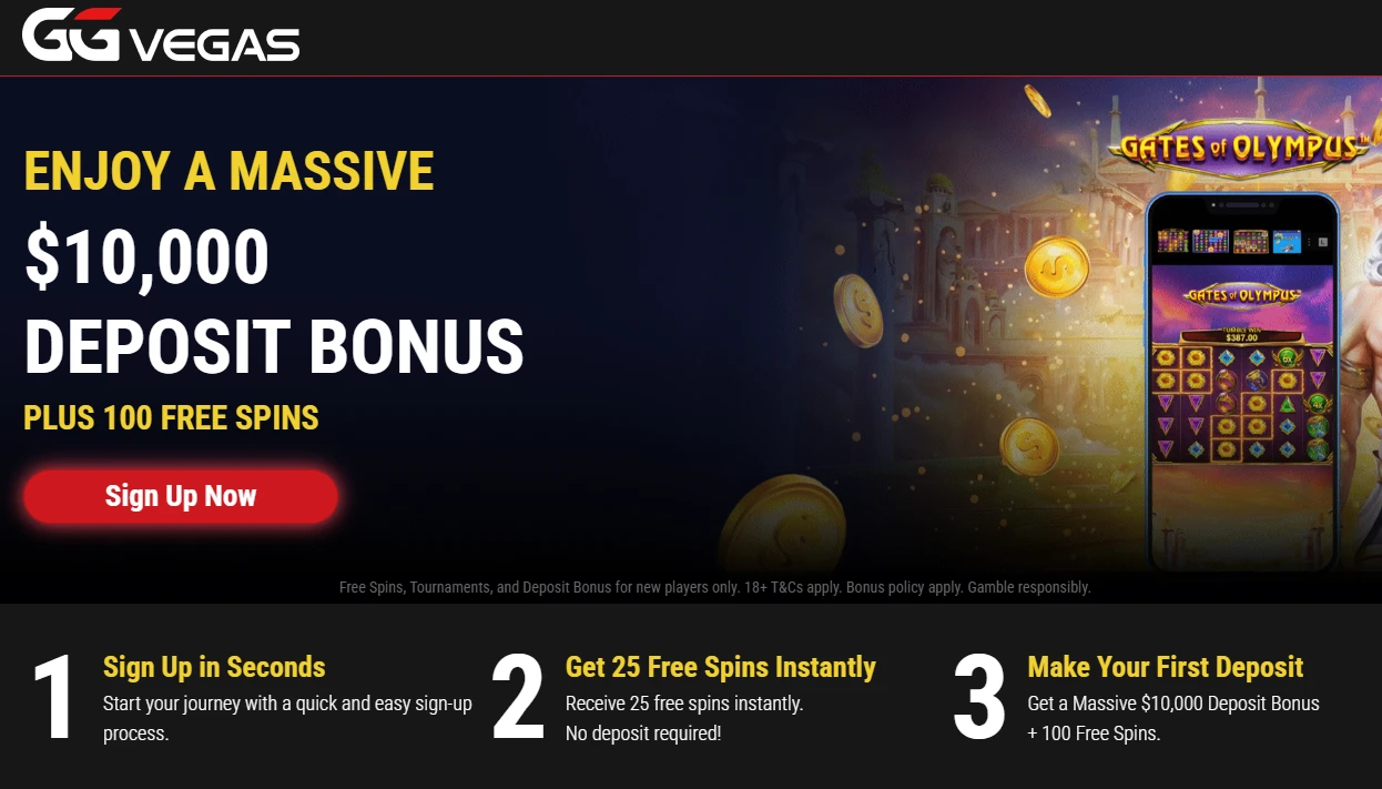 GGVegas casino bonus promotion banner for Canadian players with deposit bonus and free spins
