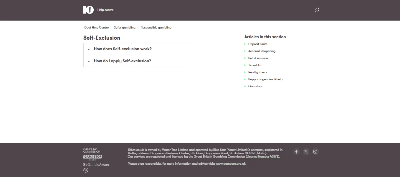 10bet responsible gambling tools