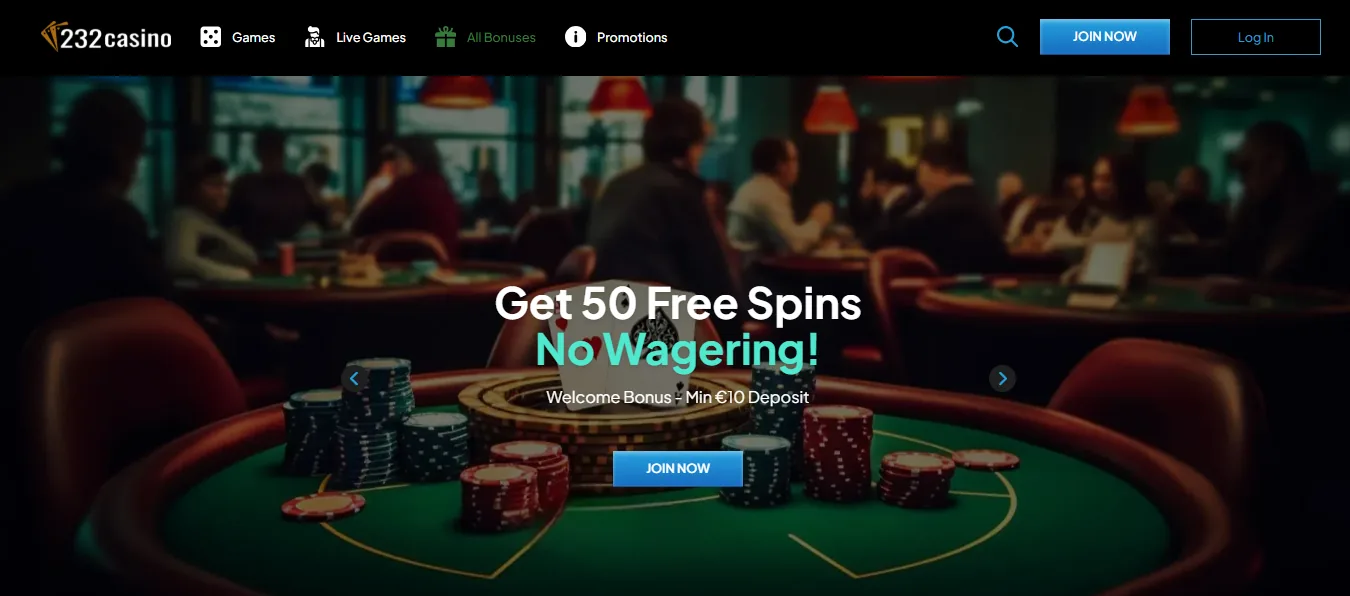 Screenshot of 232Casino's welcome bonus offer