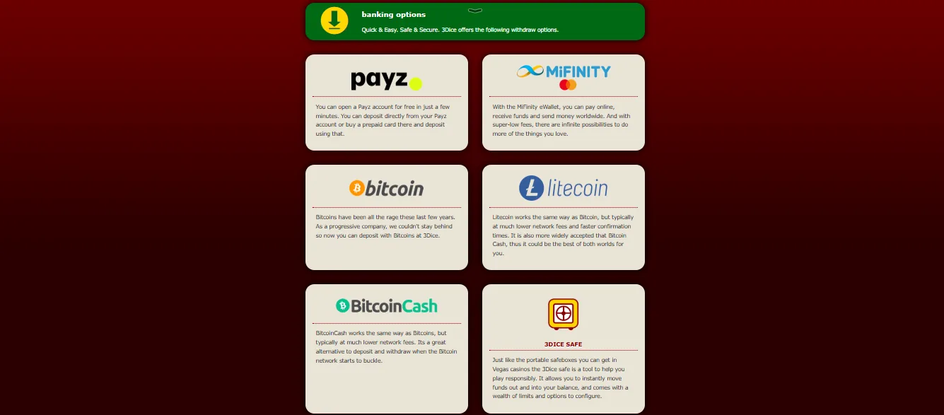 3Dice deposit methods