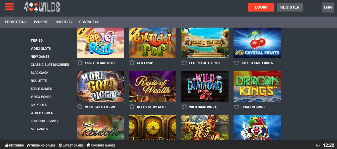 4Wilds games lobby