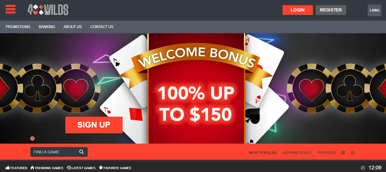 4Wilds casino homepage