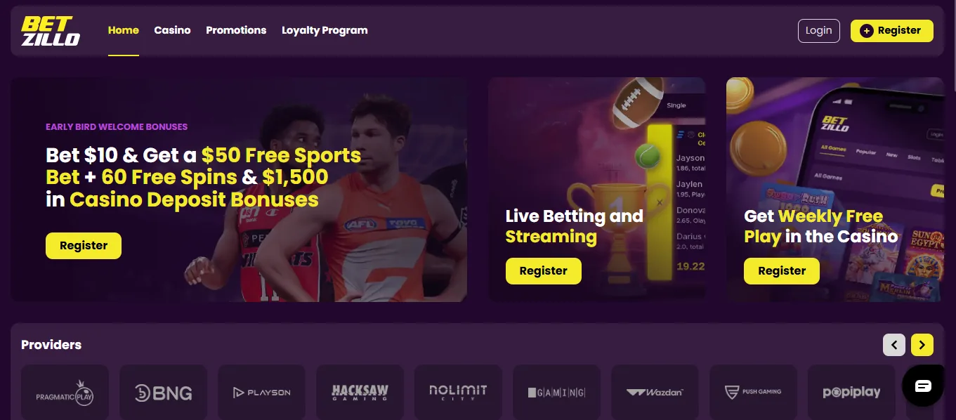 Screenshot of Betzillo's welcome bonus offer