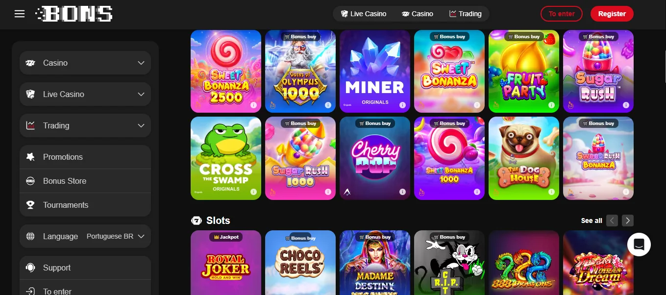 Screenshot of Bons's games lobby