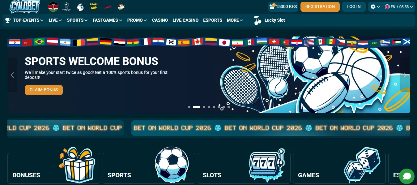 Screenshot of Coldbet's homepage