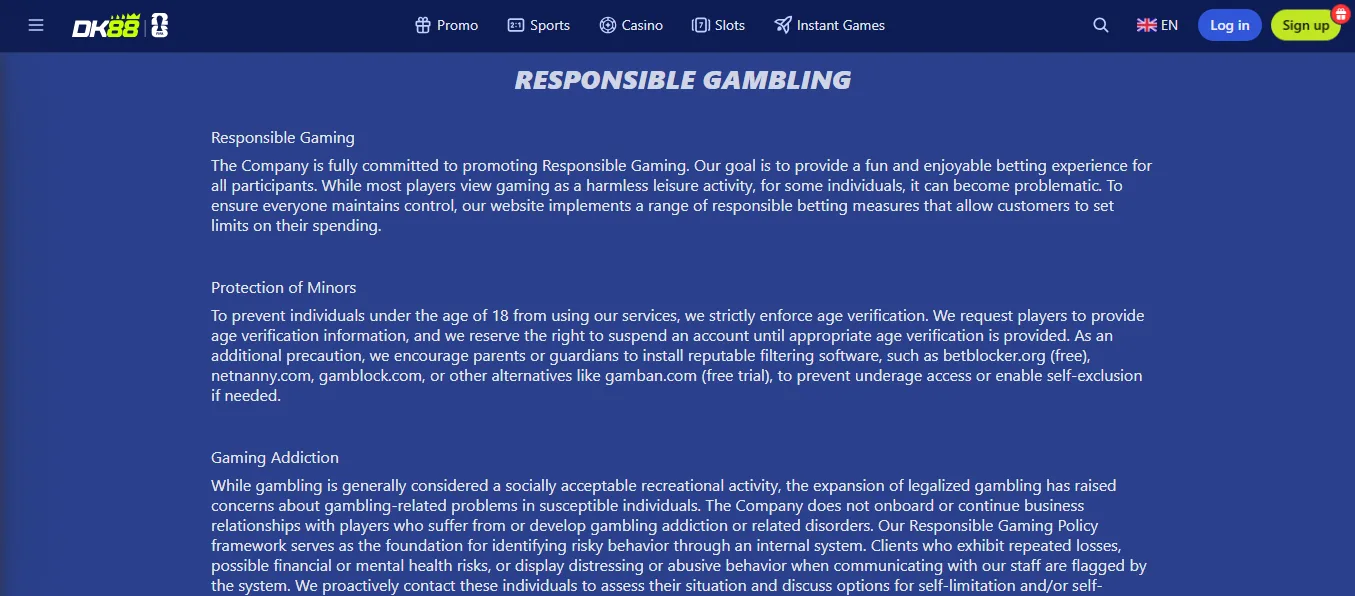 Screenshot of Dashking88's responsible-gambling tools