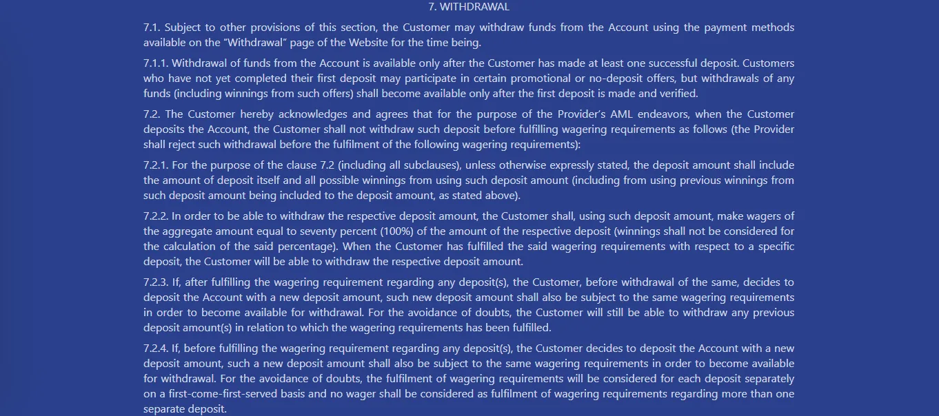 Screenshot of Dashking88's withdrawal section and limits