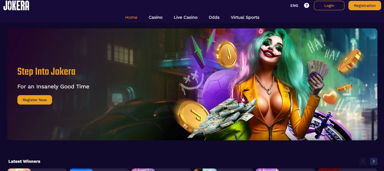 Screenshot of Jokera's homepage
