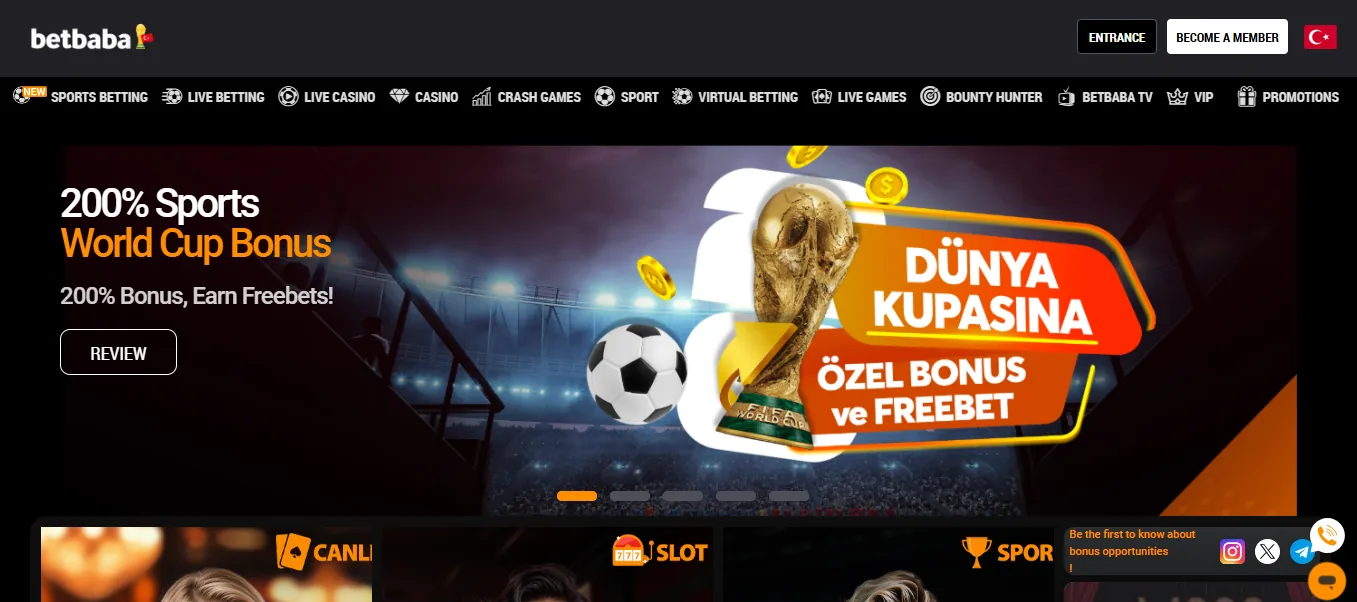 BetBaba 200% sports welcome bonus