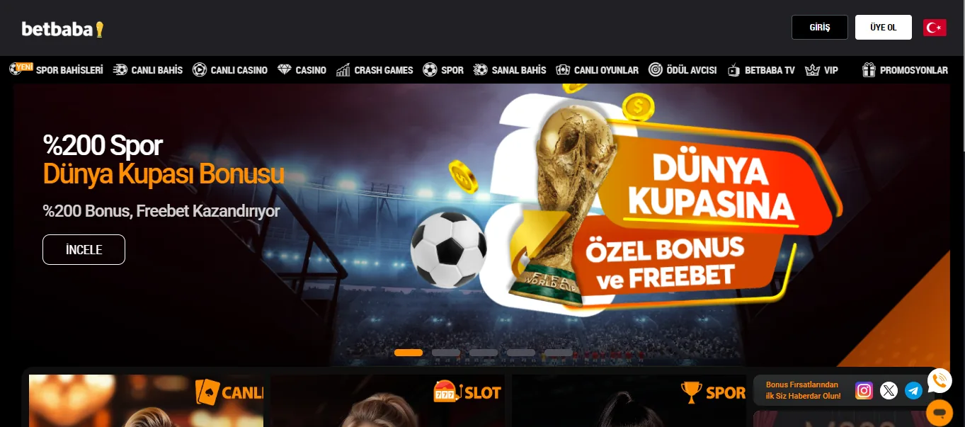 BetBaba casino and sportsbook homepage