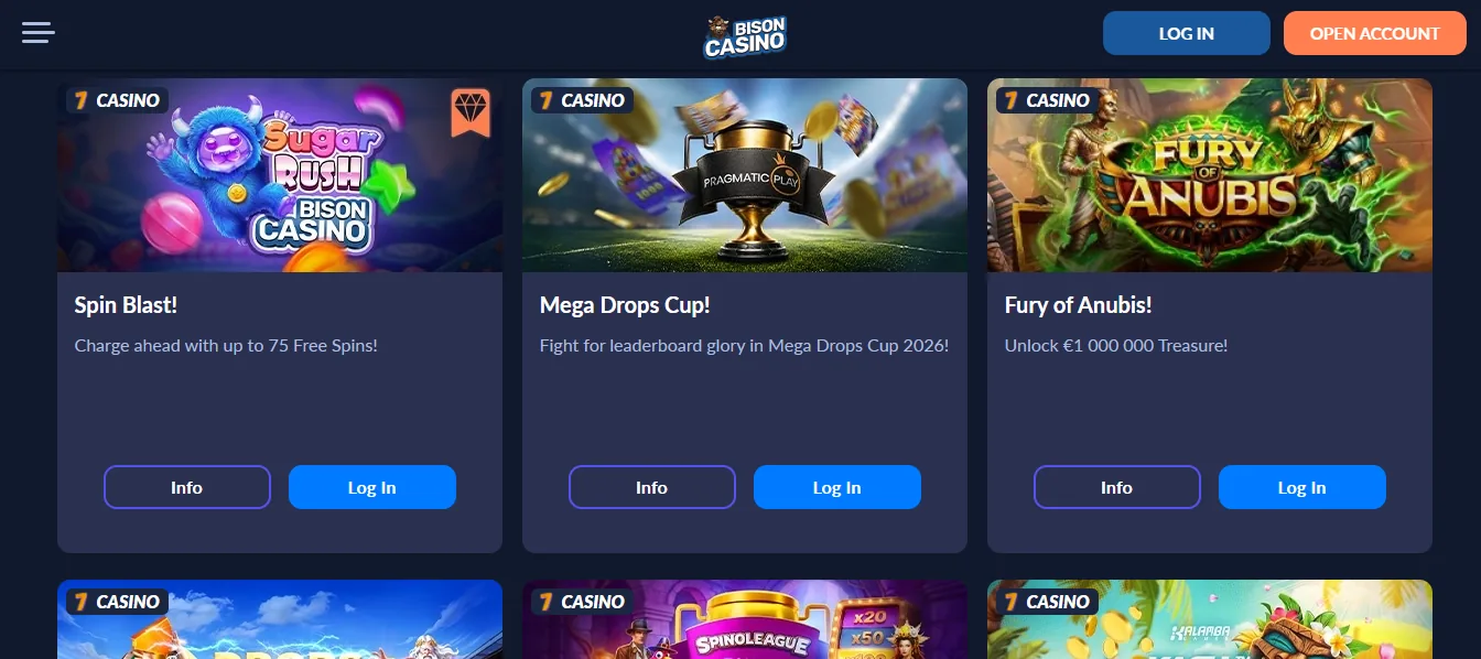 Screenshot of Bison's welcome bonus offer