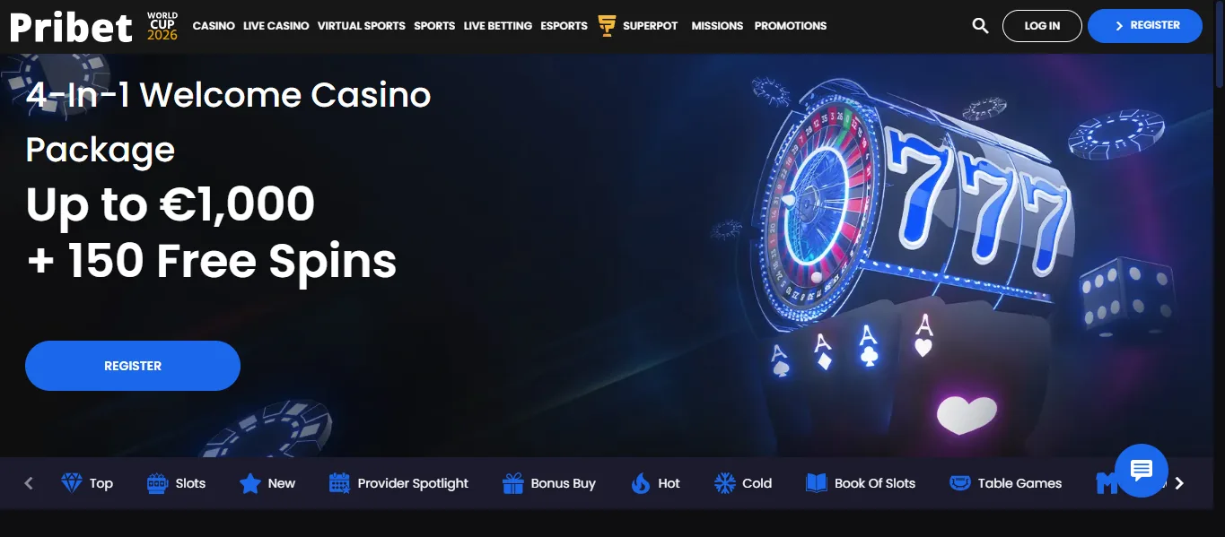 Screenshot of PriBet's homepage