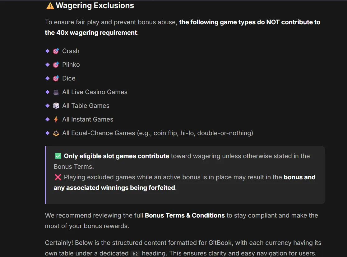 Satoshi Hero bonus wagering terms