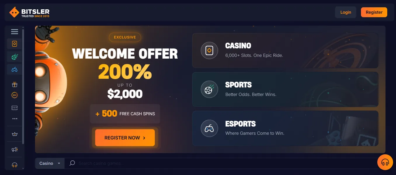 Screenshot of Bitsler's welcome bonus offer