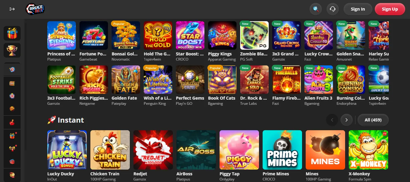 Screenshot of Bruce's games lobby