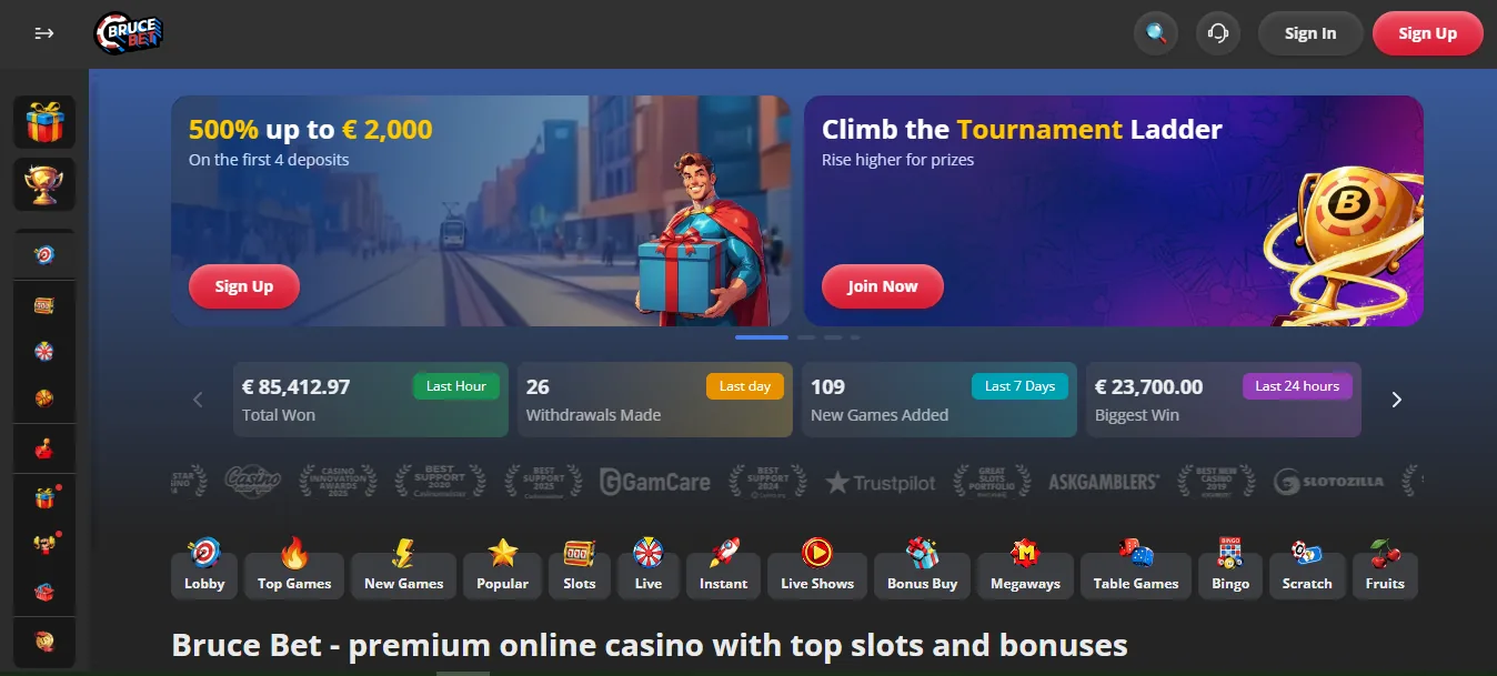 Screenshot of Bruce's homepage