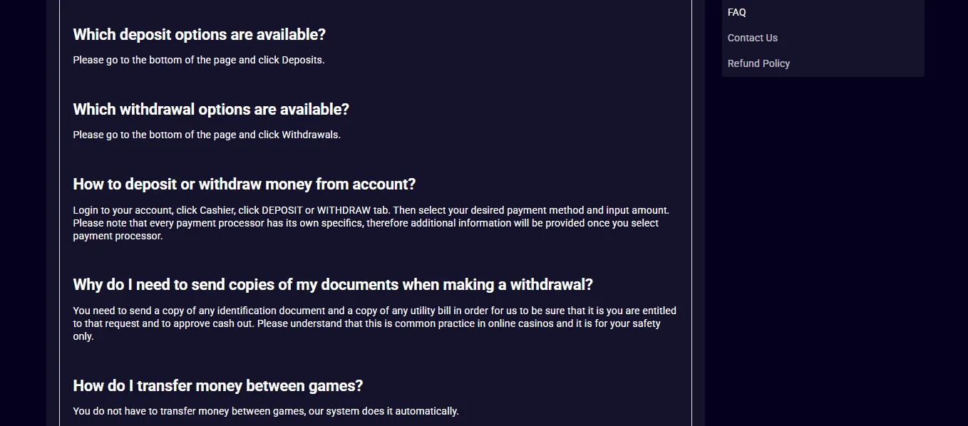 Screenshot of Cryptospin's cashier and payment methods
