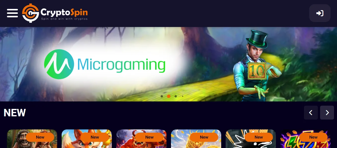 Screenshot of Cryptospin's homepage