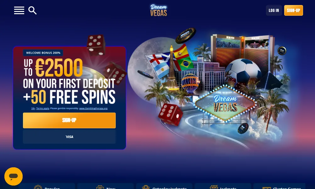 Screenshot of Dream Vegas's welcome bonus offer