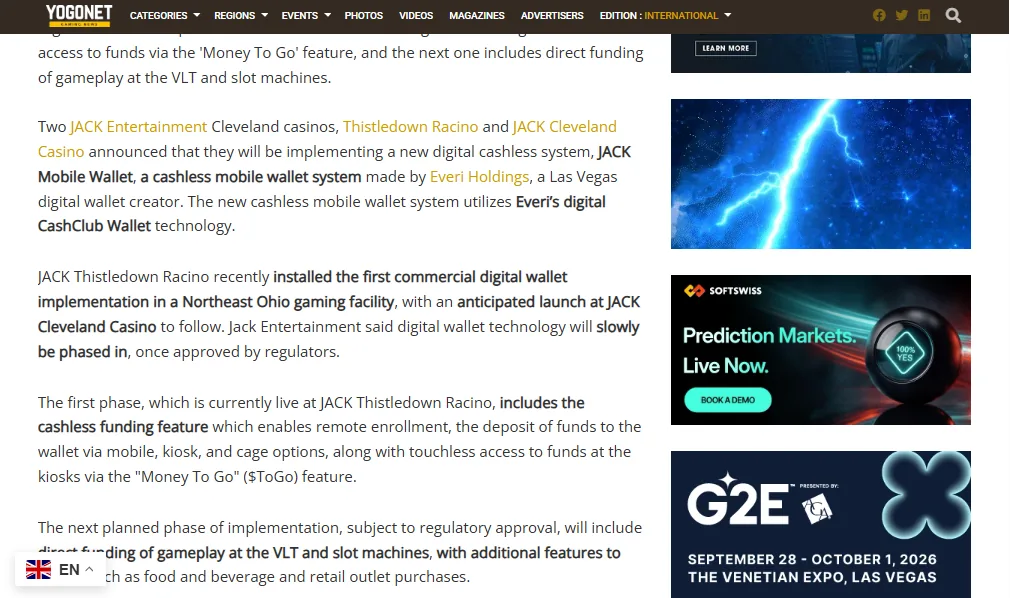 Screenshot of Jack Casino Ohio's cashier and payment methods
