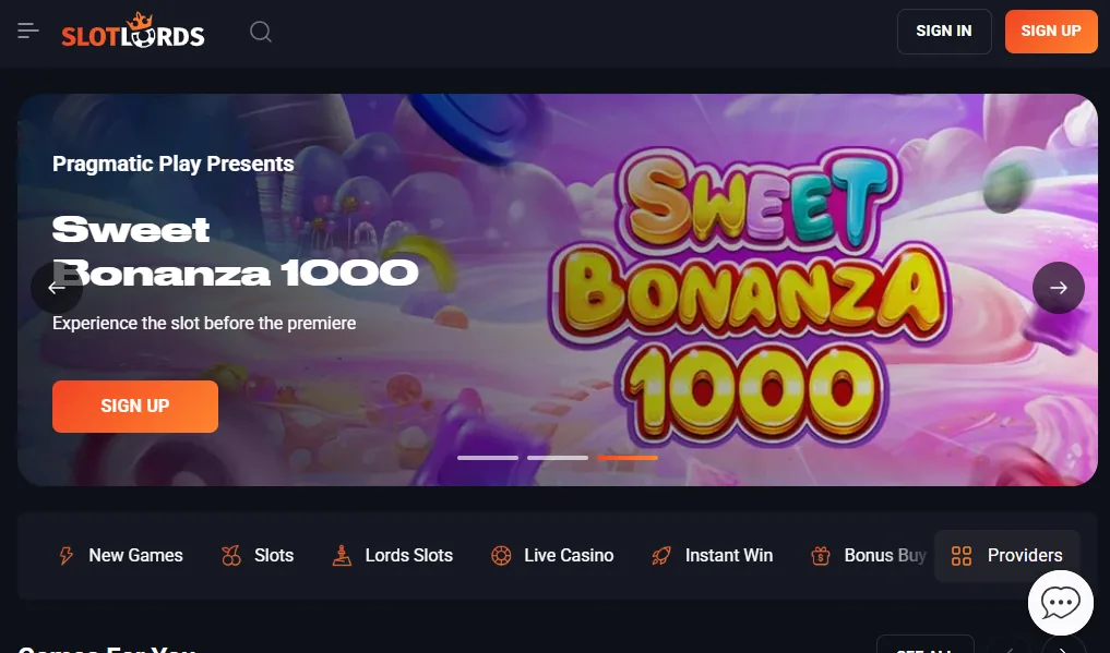 Screenshot of Slot Lords's homepage