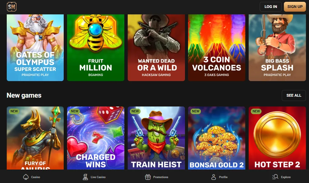 Screenshot of Slot Mafia's games lobby