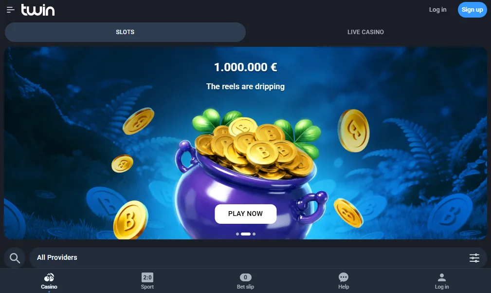 Screenshot of Twin Casino's homepage