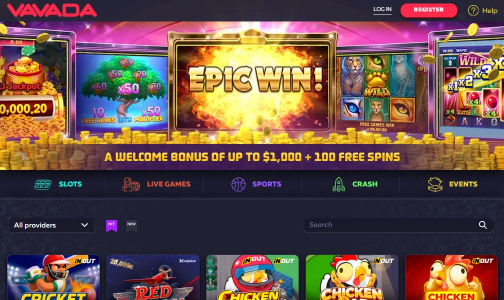 Screenshot of Vavada's welcome bonus offer