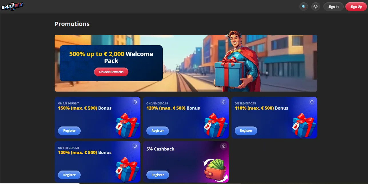 Screenshot of Bruce's welcome bonus offer