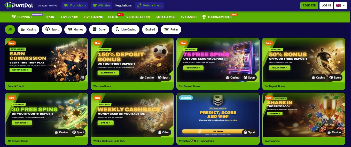 Screenshot of PuntPal's welcome bonus offer