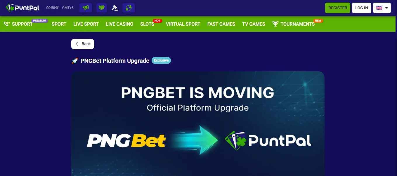Screenshot of PuntPal's homepage