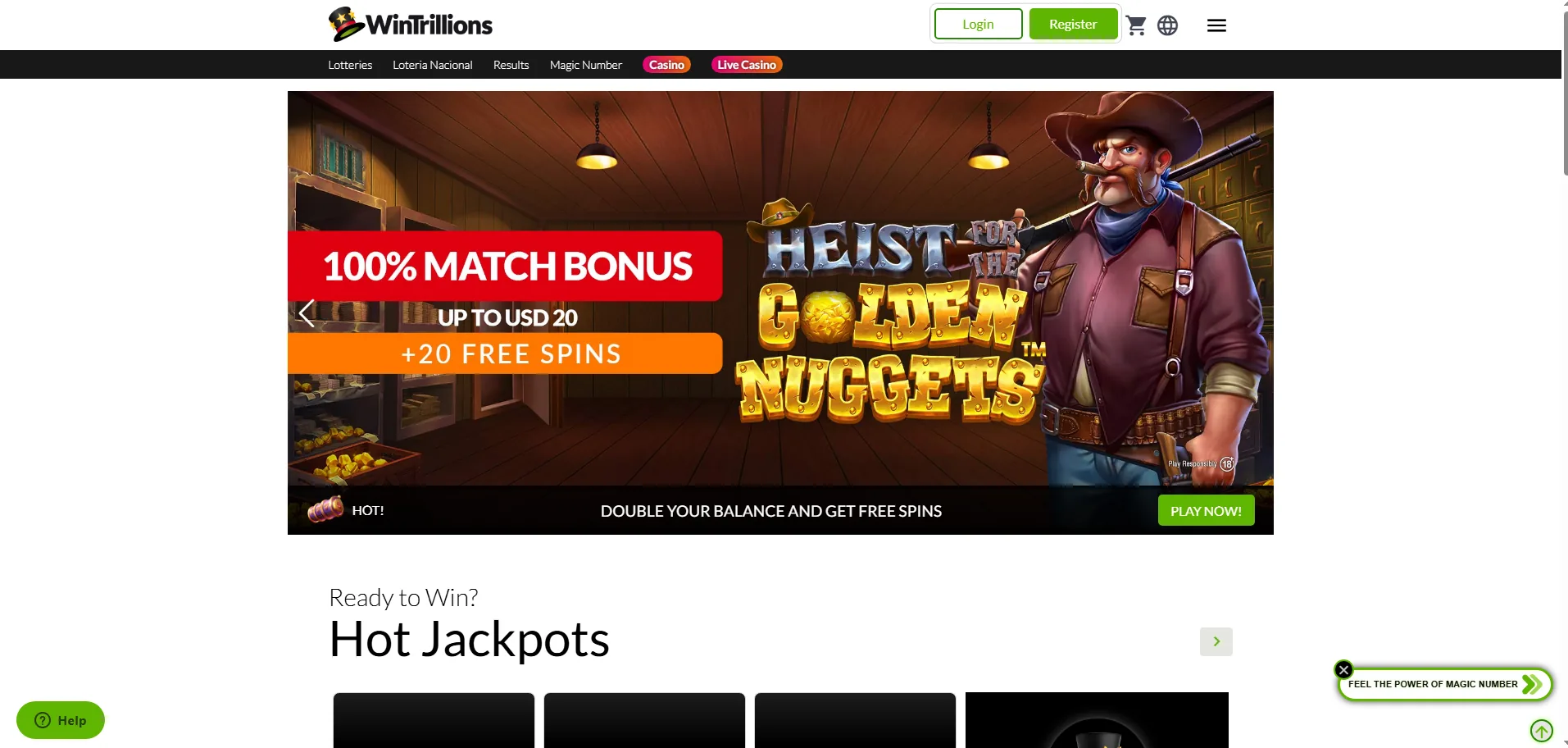 Screenshot of Trilion Ario Casino's welcome bonus offer