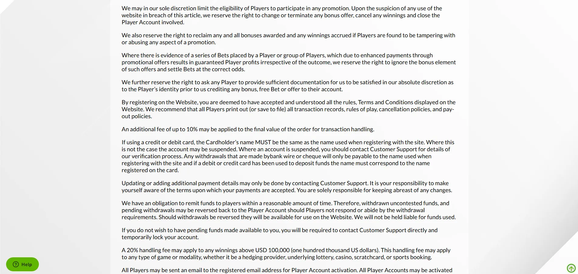 Screenshot of Trilion Ario Casino's bonus terms and wagering requirements