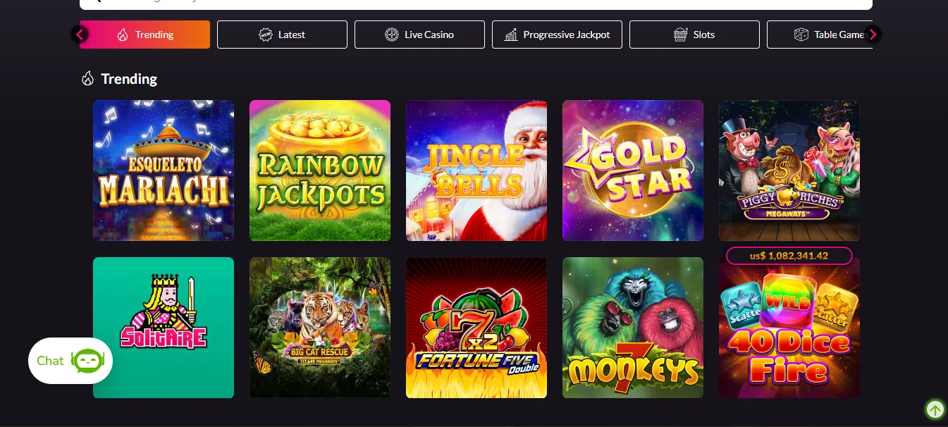 Screenshot of Win Trillions's games lobby